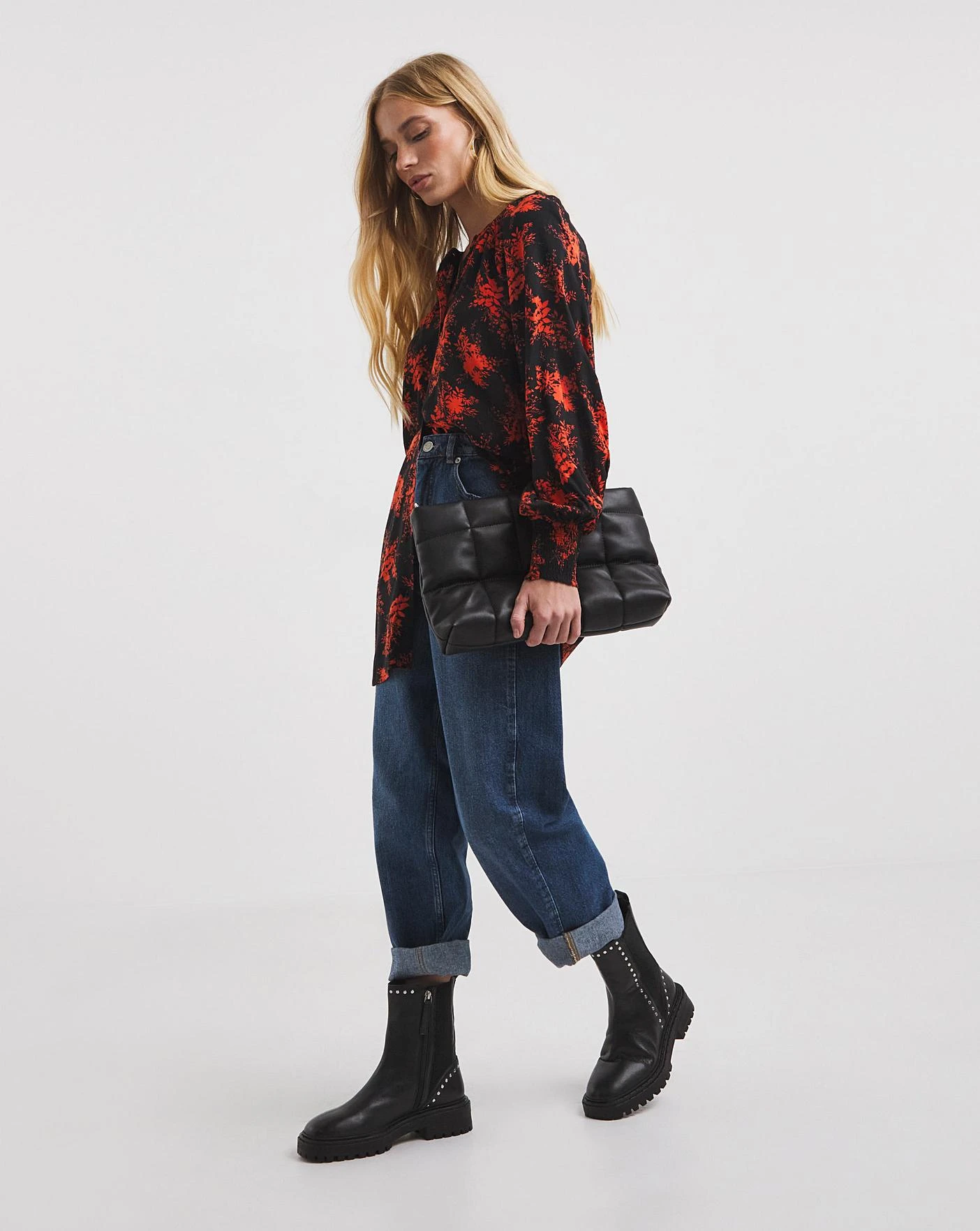 Long Sleeve Collarless Blouse 2 Long Sleeve Collarless Blouse - Image 2