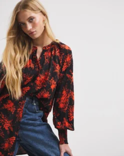 Long Sleeve Collarless Blouse 7 Long Sleeve Collarless Blouse -Cheap Vextalia Store x01tu191731w