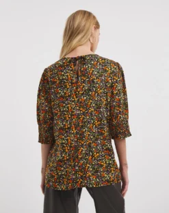 Puff Sleeve Top With Shirred Cuffs -Cheap Vextalia Store x01tu216729w