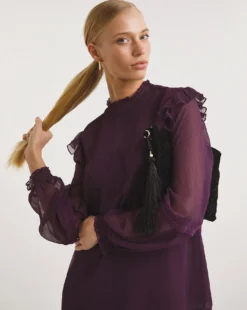 Shirred Yoke Top With Lace Insert -Cheap Vextalia Store x01tu225750w