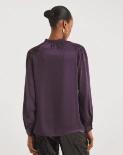 Pleated Shoulder Matte Satin Top -Cheap Vextalia Store x01tu226748w