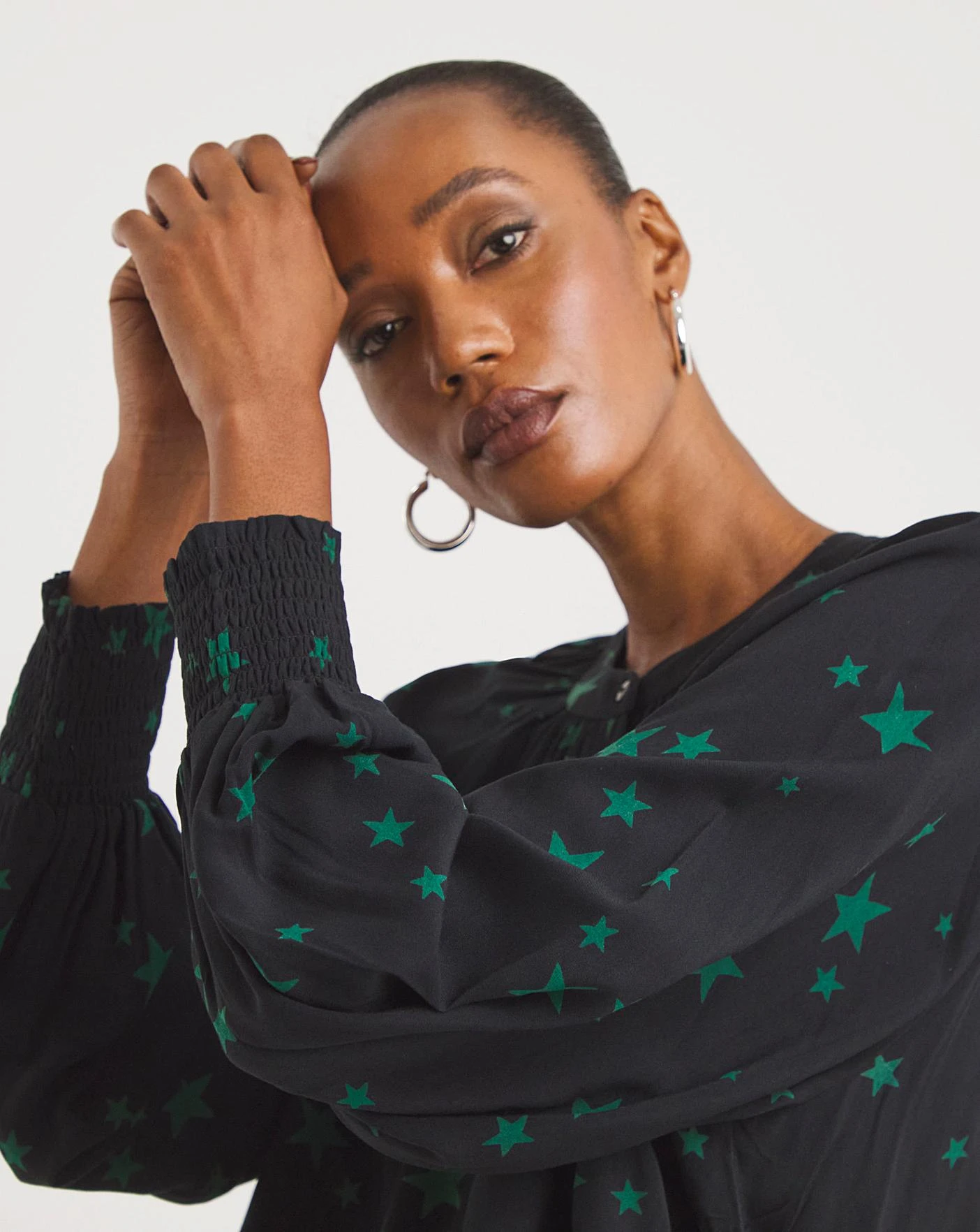 Long Sleeve Collarless Blouse 1 Long Sleeve Collarless Blouse