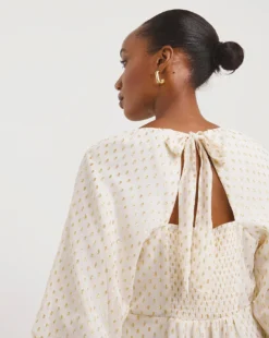 Lurex Exposed Back Dobby Swing Top