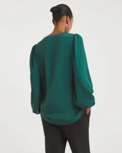 Ruched Front Balloon Sleeve Satin Top 7 Ruched Front Balloon Sleeve Satin Top -Cheap Vextalia Store x01tu291763w