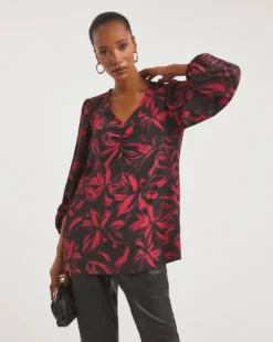 Ruched Front Balloon Sleeve Top