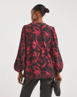 Ruched Front Balloon Sleeve Top -Cheap Vextalia Store x01tu292763w