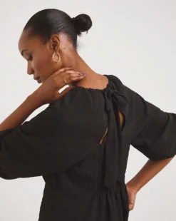 Black Exposed Back Textured Swing Top -Cheap Vextalia Store x01tu297722w