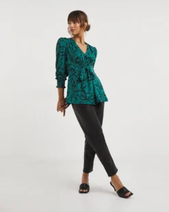 Tie Front V Neck Blouse