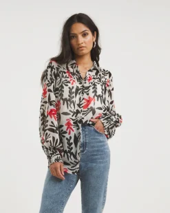 Sheer Shirred Detail Shirt With Cami -Cheap Vextalia Store x01tu429705w