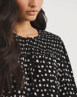 Shirred Yoke Top With Frill Sleeves -Cheap Vextalia Store x01tu494707w