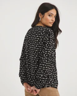 Shirred Yoke Top With Frill Sleeves -Cheap Vextalia Store x01tu494708w