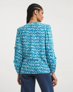 Shirred Yoke Top With Frill Sleeves -Cheap Vextalia Store x01tu799727w