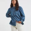 Peter Pan Collar Denim Blouse