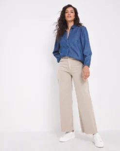 Mid Blue V Neck Denim Tunic -Cheap Vextalia Store x01uy426752w