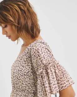 Jo Printed Fluted Sleeve Blouse -Cheap Vextalia Store x01wi439732w