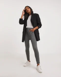 Herringbone Power Ponte Mock Trouser