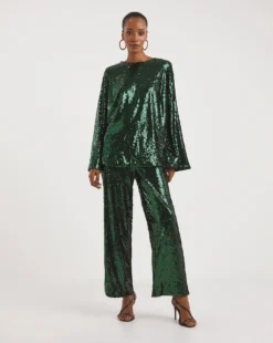 Green Sequin Straight Leg Trouser -Cheap Vextalia Store x01zg001747w