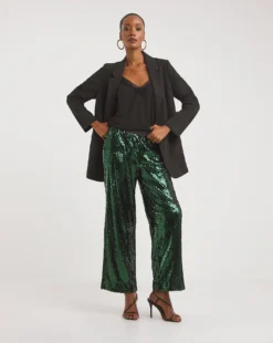 Green Sequin Straight Leg Trouser -Cheap Vextalia Store x01zg001748w