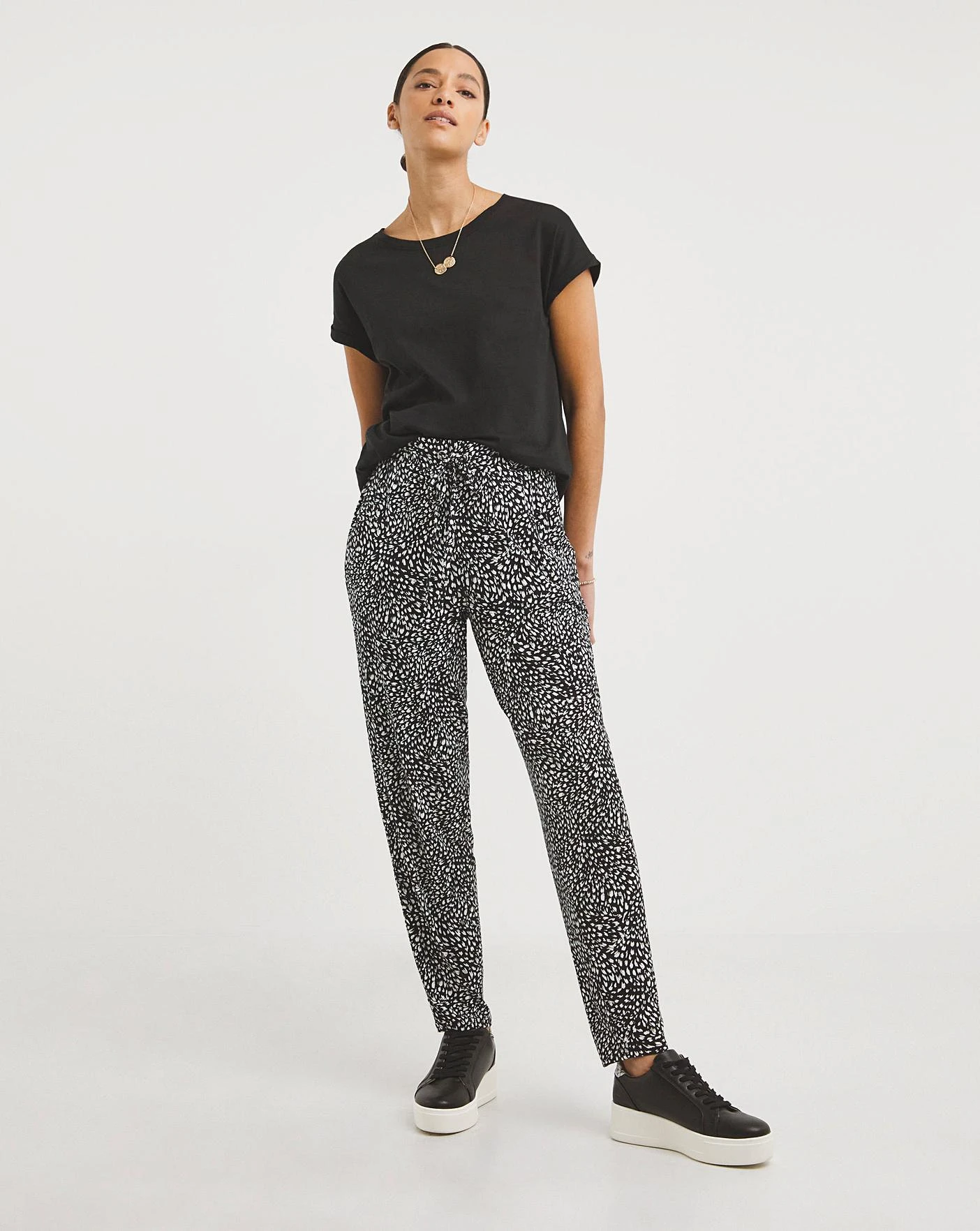 Mono Print Jersey Tapered Trousers 1 Mono Print Jersey Tapered Trousers