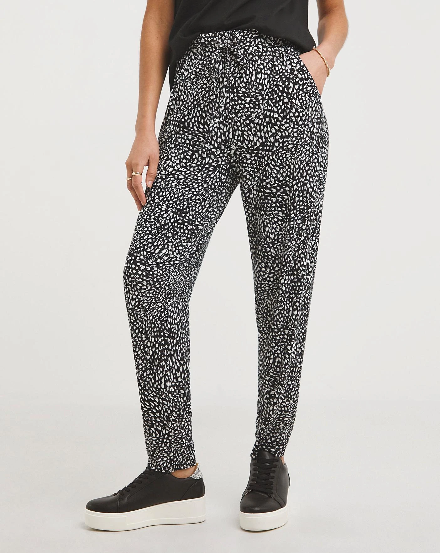 Mono Print Jersey Tapered Trousers 2 Mono Print Jersey Tapered Trousers - Image 2