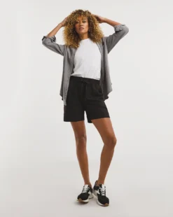 Black Linen Mix Shorts