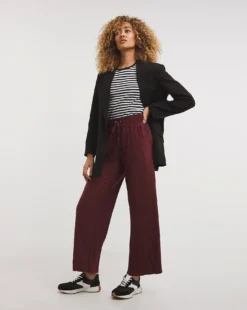 Jersey Plisse Straight Leg Trouser