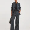 Houndstooth Wide Leg Trousers