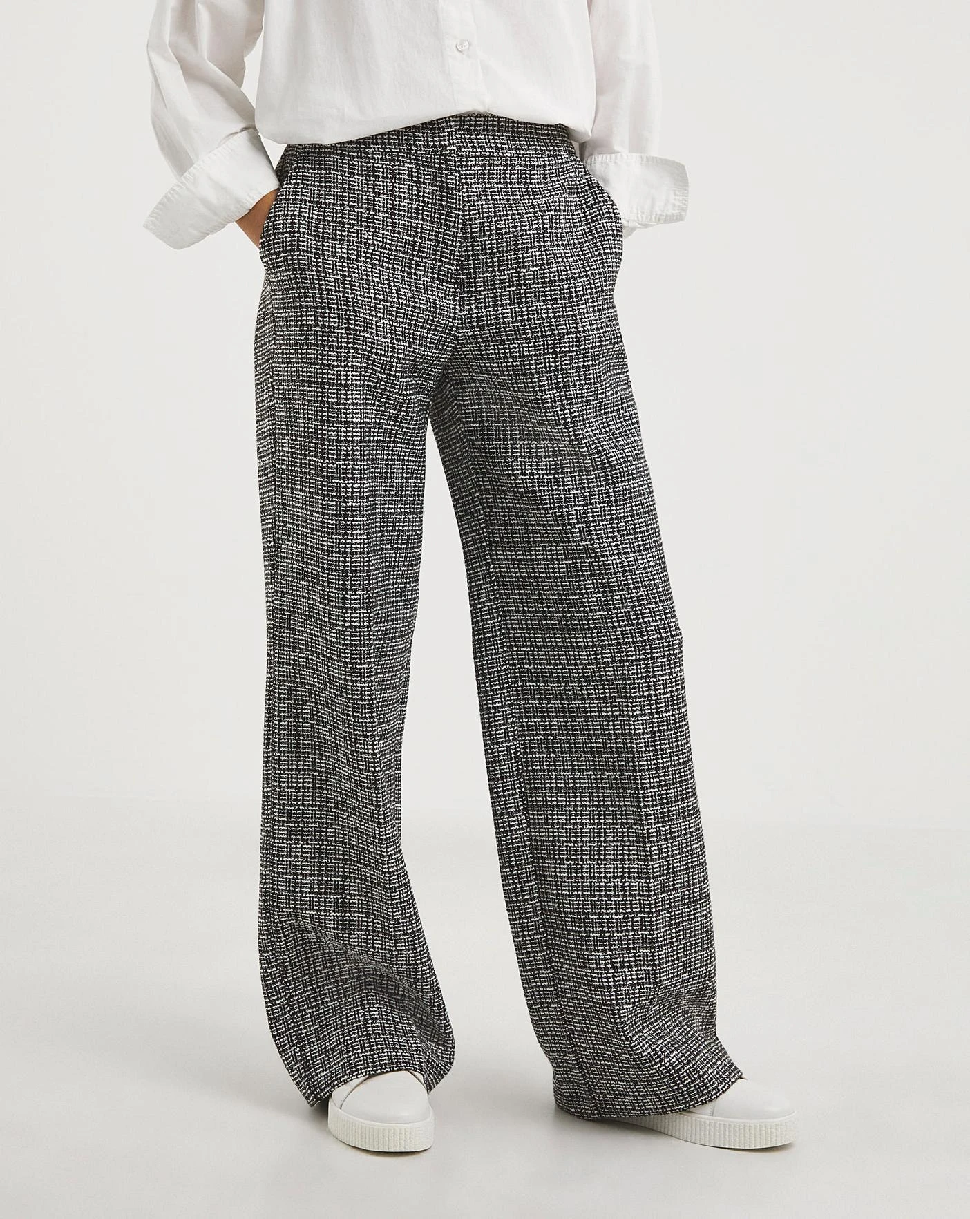 Mono Check Wide Leg Trousers 4 Mono Check Wide Leg Trousers - Image 4