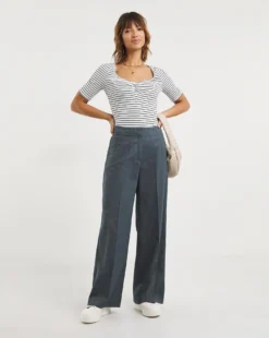 Grown On Waist Wide Leg Trouser