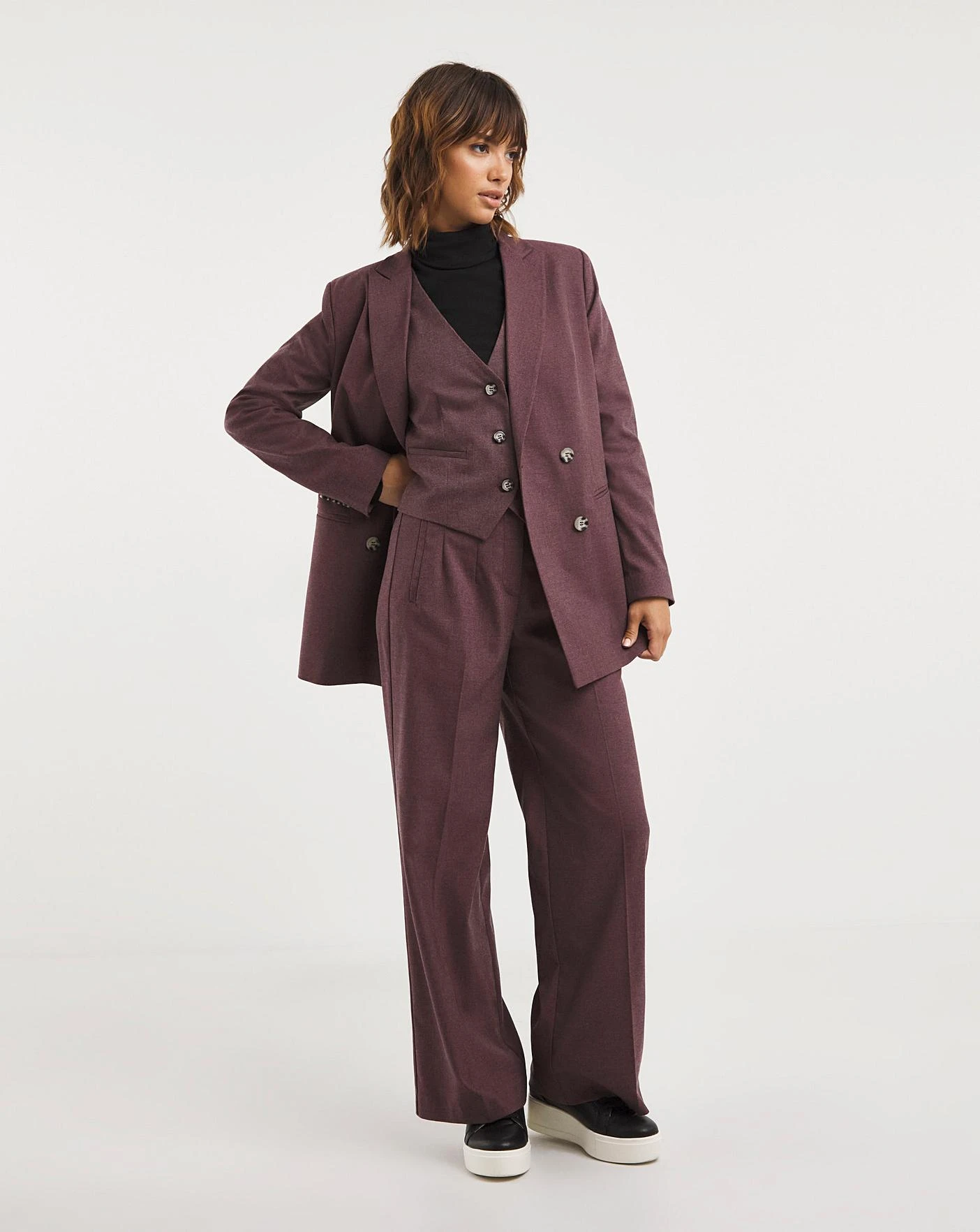 Plum Marl Grown On Waist Trouser 1 Plum Marl Grown On Waist Trouser