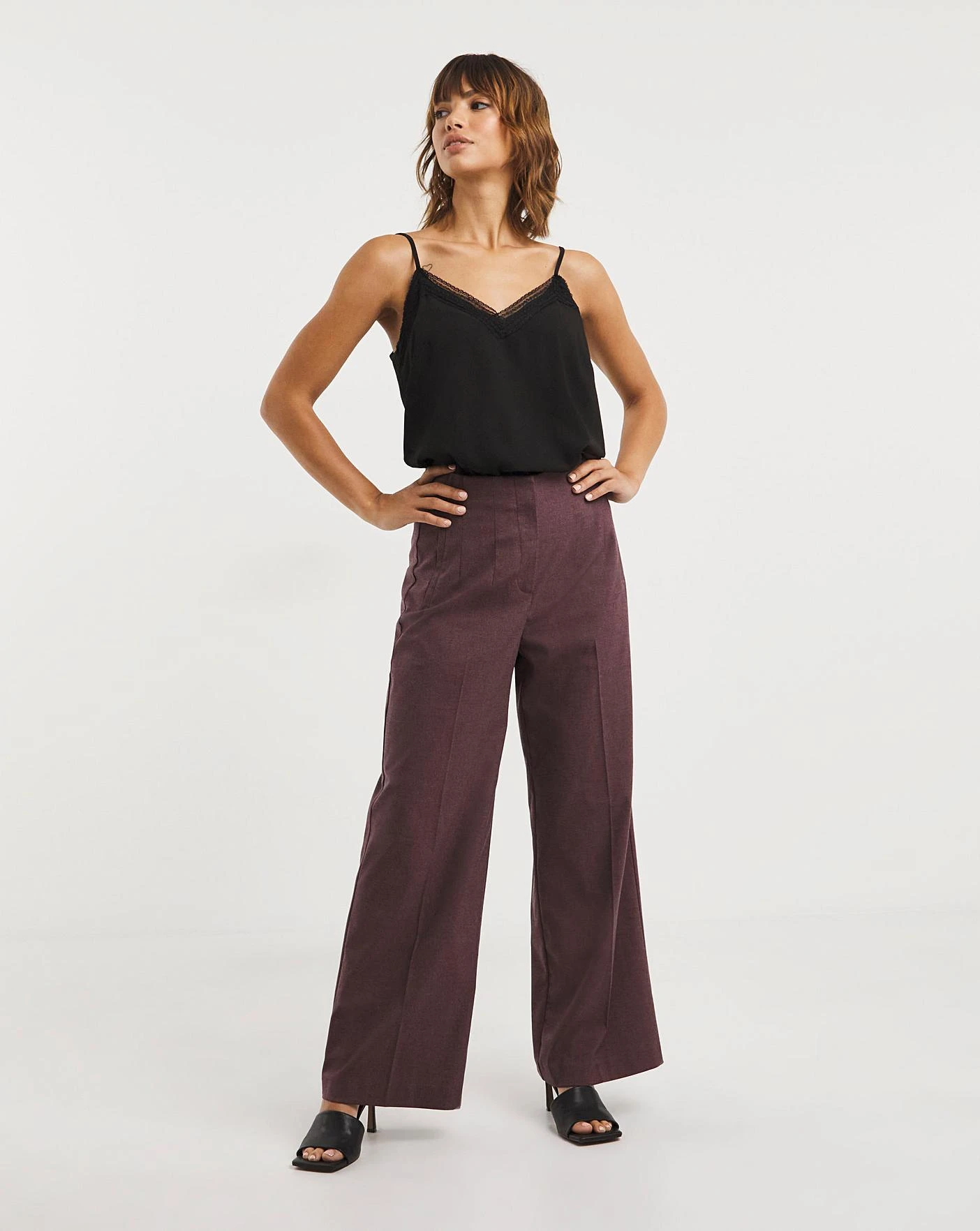 Plum Marl Grown On Waist Trouser 3 Plum Marl Grown On Waist Trouser - Image 3