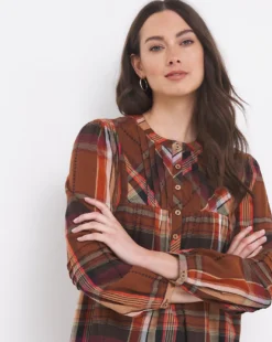 Julipa Half Button Check Blouse -Cheap Vextalia Store x07vh297725w