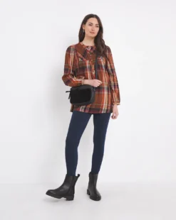 Julipa Half Button Check Blouse -Cheap Vextalia Store x07vh297727w