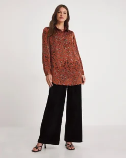 Julipa Satin Gathered Shoulder Shirt -Cheap Vextalia Store x07vh657706w