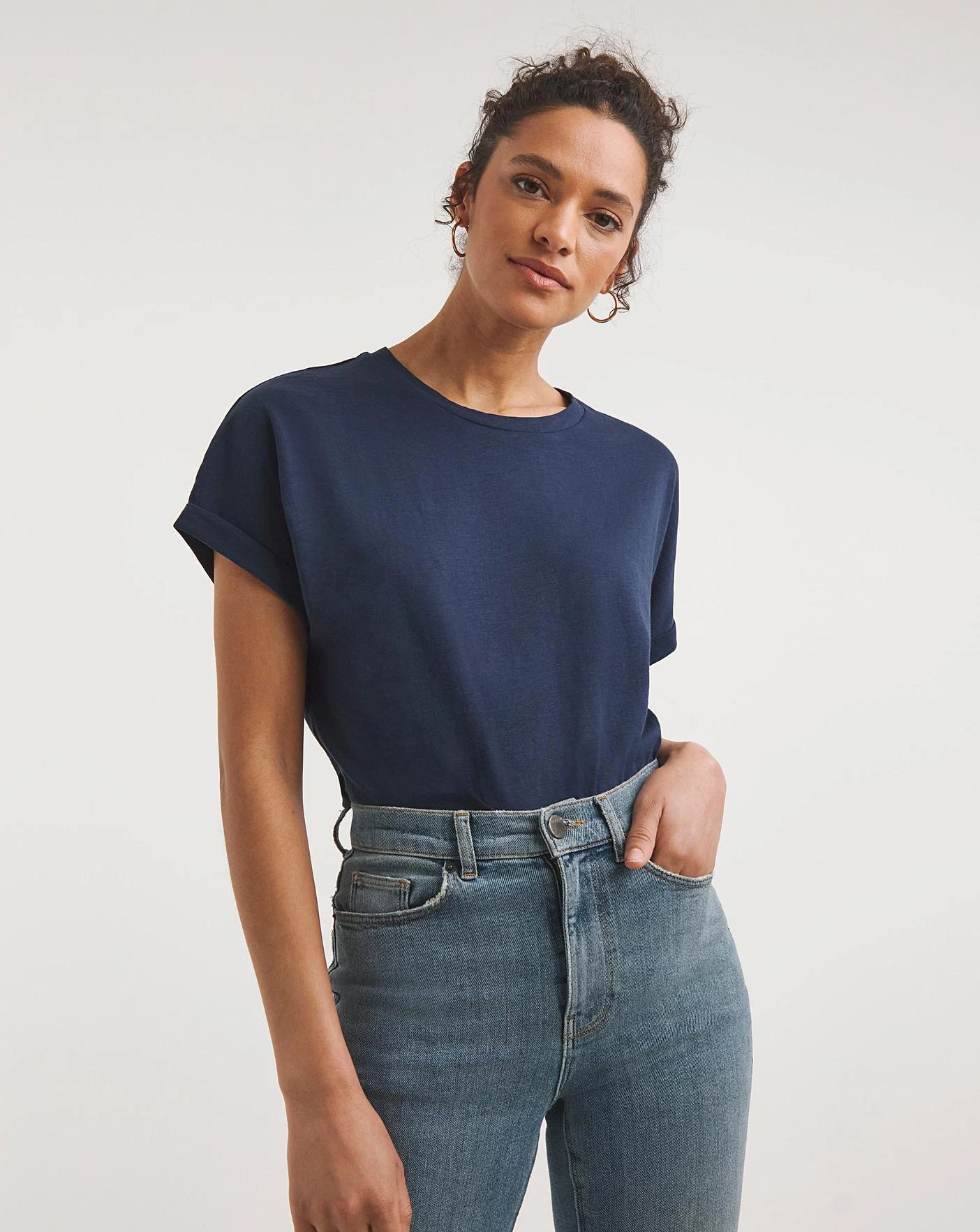 Navy Cotton Slub Short Sleeve Tunic 1 Navy Cotton Slub Short Sleeve Tunic