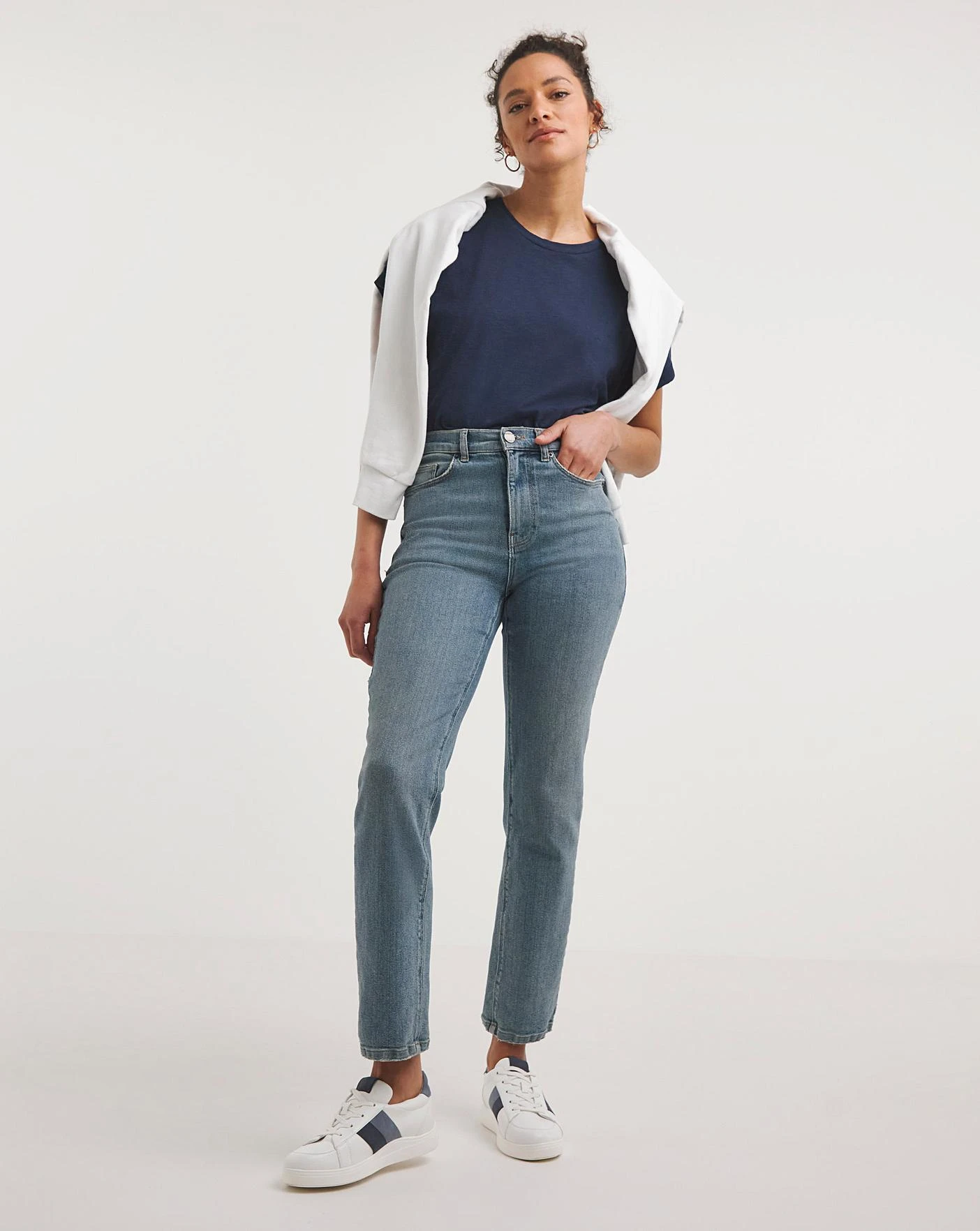 Navy Cotton Slub Short Sleeve Tunic 3 Navy Cotton Slub Short Sleeve Tunic - Image 3