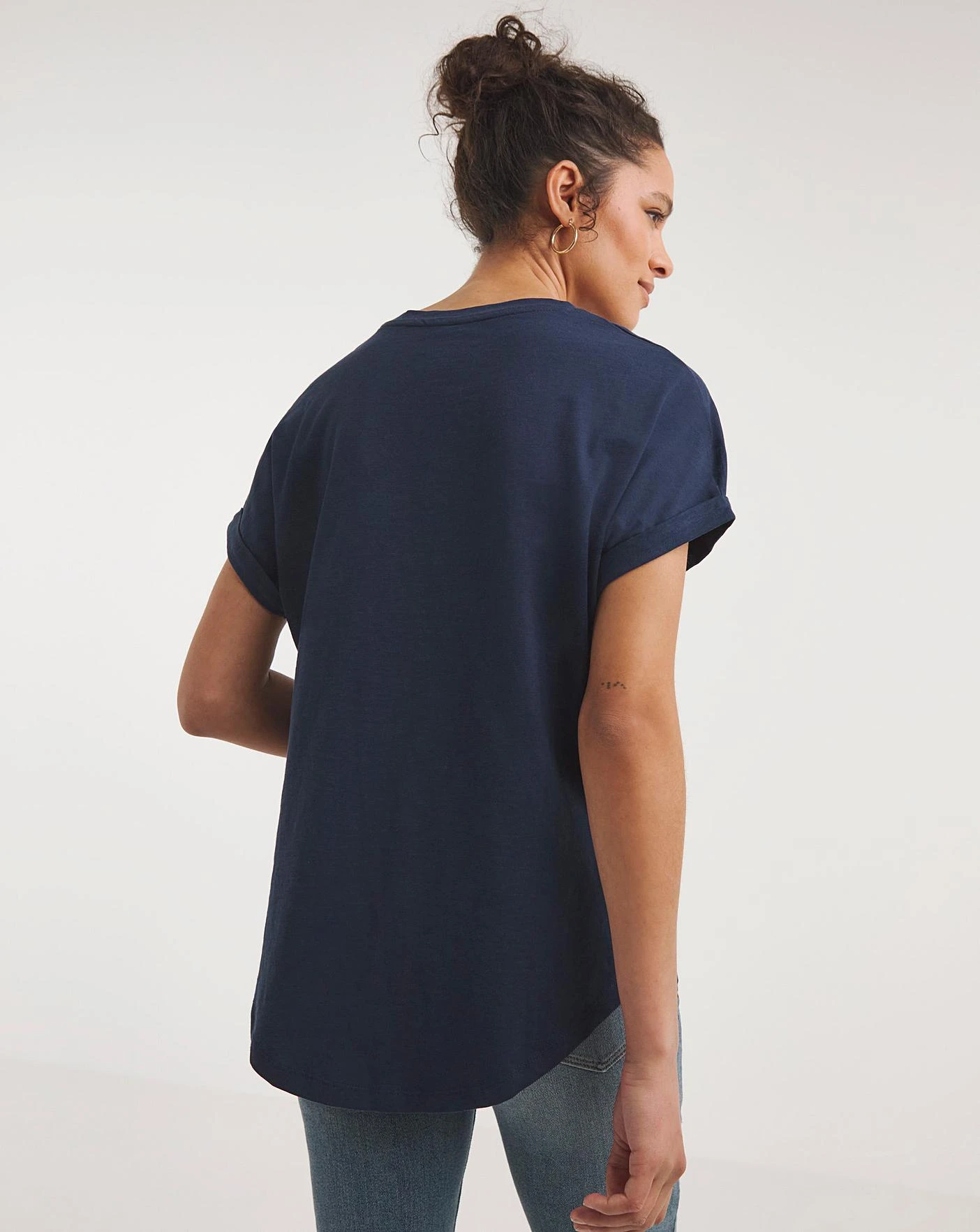 Navy Cotton Slub Short Sleeve Tunic 2 Navy Cotton Slub Short Sleeve Tunic - Image 2