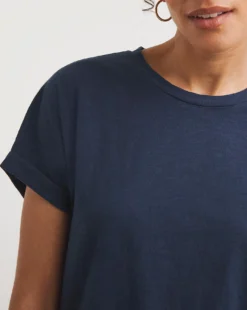 Navy Cotton Slub Short Sleeve Tunic 7 Navy Cotton Slub Short Sleeve Tunic -Cheap Vextalia Store y01ab971728w