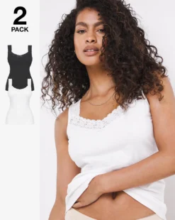 2 Pack Lace Trim Vest