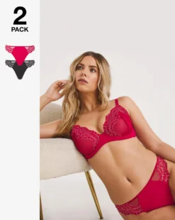 Everyday 2 Pack Lace Midi Briefs