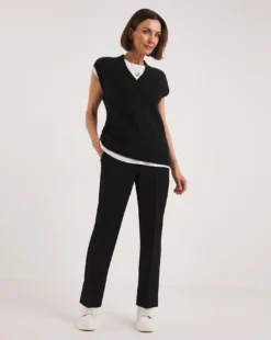 Black Tailored Straight Leg Trousers