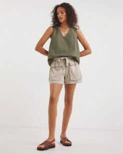 V Neck Linen Vest -Cheap Vextalia Store y01fv483739w