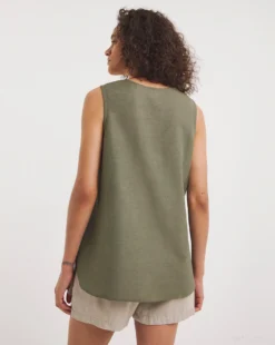 V Neck Linen Vest -Cheap Vextalia Store y01fv483740w