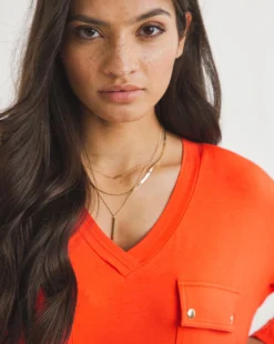 Utility Pocket 3/4 Sleeve Tunic -Cheap Vextalia Store y01fz798738w