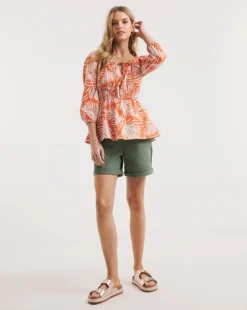 Square Neck Linen Top -Cheap Vextalia Store y01gp172720w