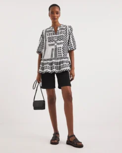 V Neck Embroidered Top -Cheap Vextalia Store y01gp184707w