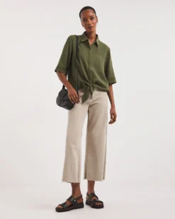 Cheesecloth Tie Front Shirt -Cheap Vextalia Store y01gp235706w