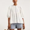 Dipped Back Broderie Smock Top