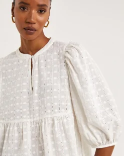 Dipped Back Broderie Smock Top -Cheap Vextalia Store y01gp244707w