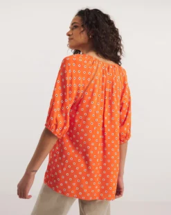 Lace Insert Viscose Collarless Blouse -Cheap Vextalia Store y01gp253708w